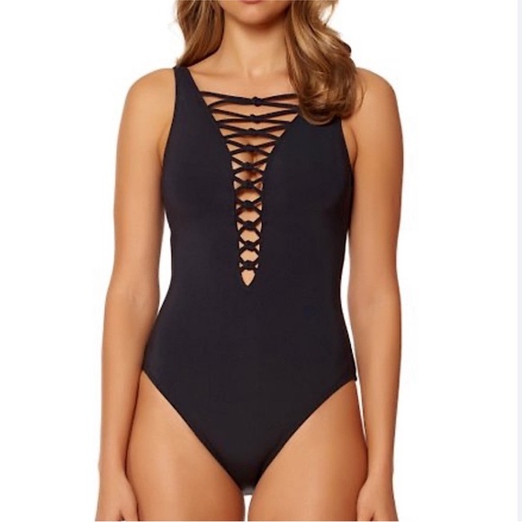 Bleu by Rod Beattie Kore Lace Up One Piece Swimsuit - Picture 2 of 7